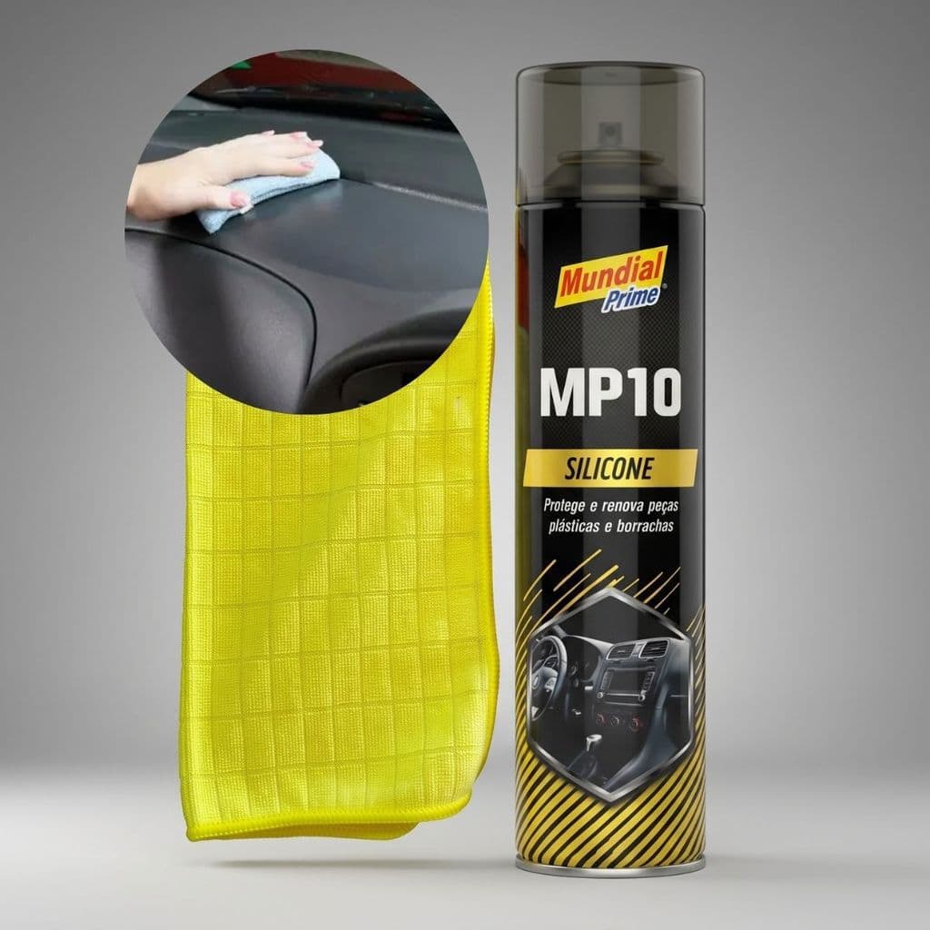 Silicone Spray Neutro MP10 300ml Mundial Prime Proteção Brilho com Flanela Grátis