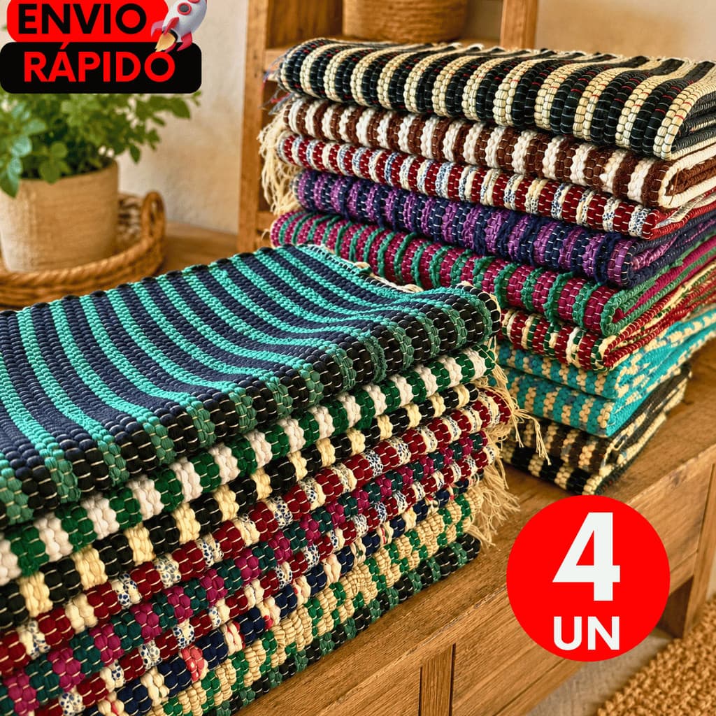 KIT 4 TAPETES CAPACHO TRANÇADO PARA PORTA COZINHA QUARTOS  CORES VARIADAS