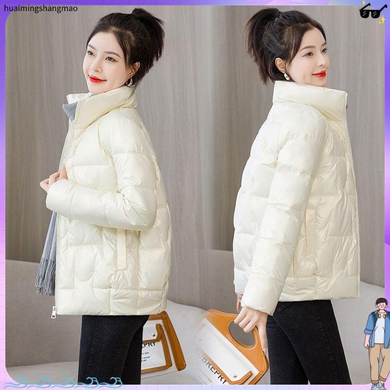 Jaqueta brilhante feminina jaqueta acolchoada estilo curto 2025 inverno outono novo estilo jaqueta acolchoada versão cor