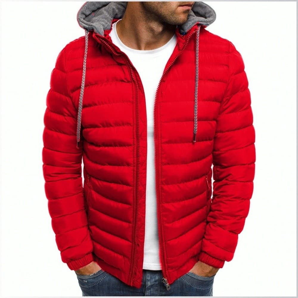 [Design Minimalista] Casaco Masculino com Capuz de Algodão/Jaqueta de Inverno/Outono