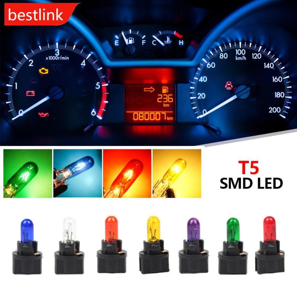 BESTLINK 10Pcs T5 12v 1.2W SMD LED Luz De Carro Automóveis Diodo Emissor De Instrumento Medidor Painel Lâmpadas Lâmpada