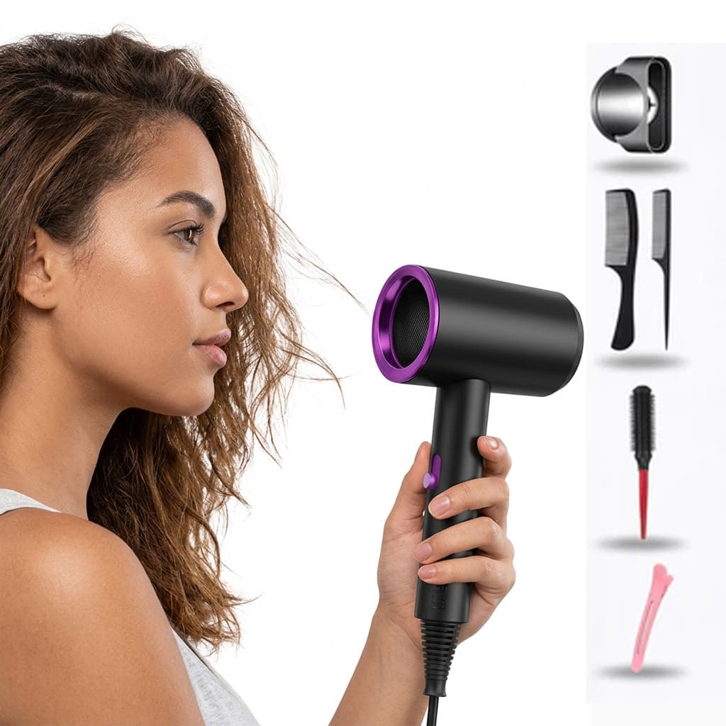 5 em 1 - Secador de Cabelo Profissional com Design Compacto e Leve - 110V-+