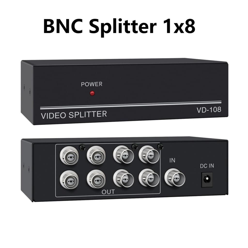 Divisor de vídeo BNC de 1 entrada 8 saídas | Divisor de monitoramento de vídeo de oito portas | 1080P HD 350 MHz de larg