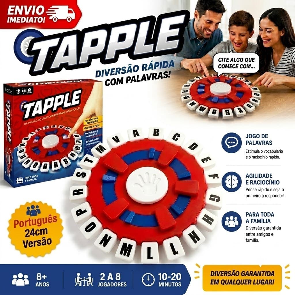 Jogo Stop Tapple Caça Palavras Responda Rápido 10 Segundos Versão Grande 24cm em Português