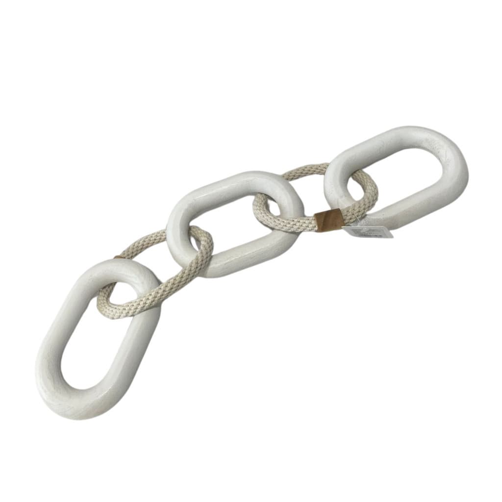 CORRENTE DECORATIVA OVAL MADEIRA BRANCA 10X63CM