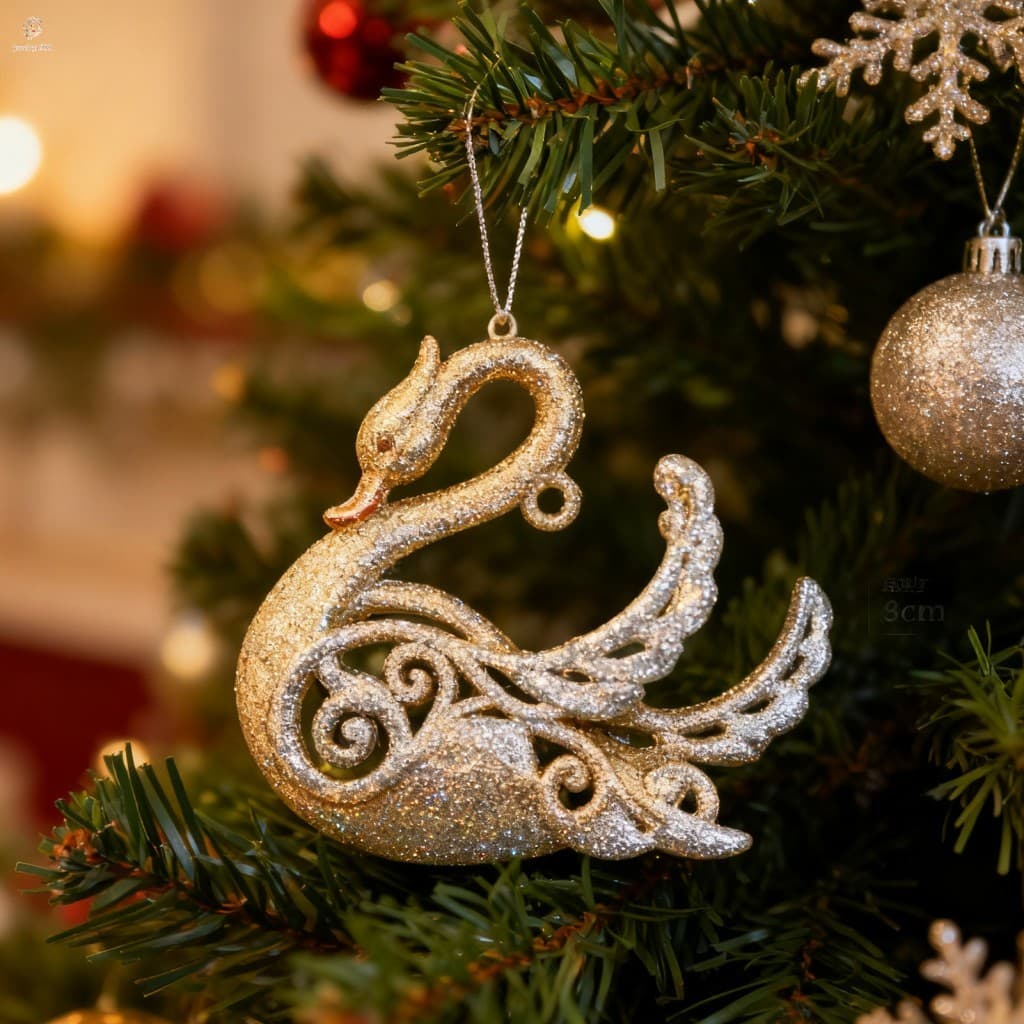 Ornamento Acrílico Com Glitter Dourado Champanhe Para Decorações De Árvores De Natal , Festa De Feriado , Decoração De C