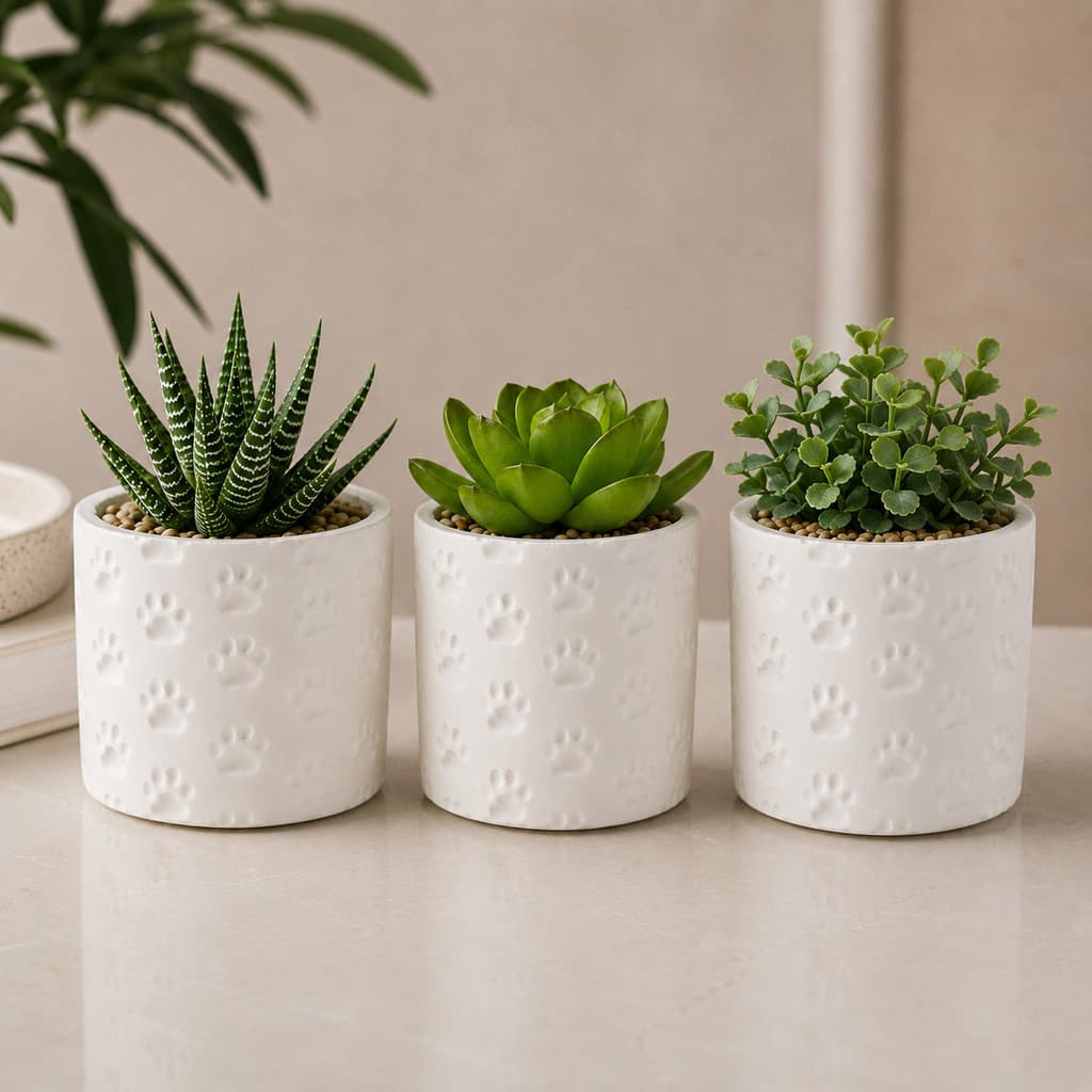 Kit 3 Vasos de Plantas Vaso Patinhas Suculentas Vaso Decorativo em Gesso para e Cactos Decoração Sala