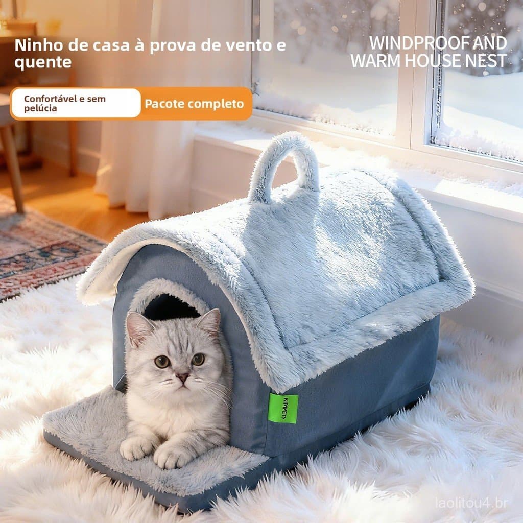 Cama de cachorro de pelúcia de inverno, maca de gato confortável de desenho animado, lavável, adequada para dormir.