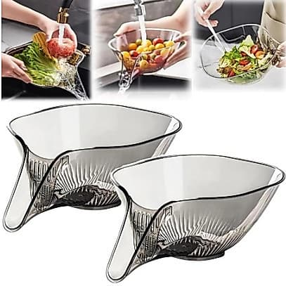 Cesto Coador Multifunções Com Funil Para Lavagem De Legumes E Salada De Frutas
