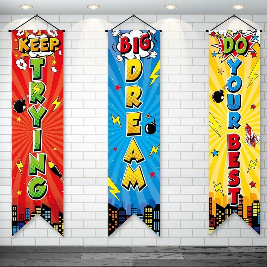 3 Peças de Decoração de Festa de Heróis, Banners de Festa de Super-Heróis, Painel de Fundo de Parede de Heróis, Placa pa