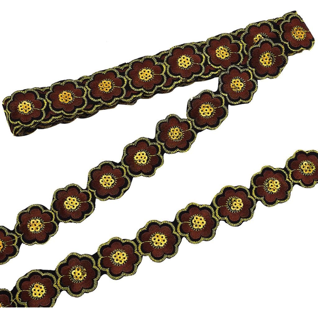 PH PandaHall 5 Jardas de Renda Bordada Floral, 1,6 polegadas de Fita Jacquard Étnica com Flores para Costura, Acabamento