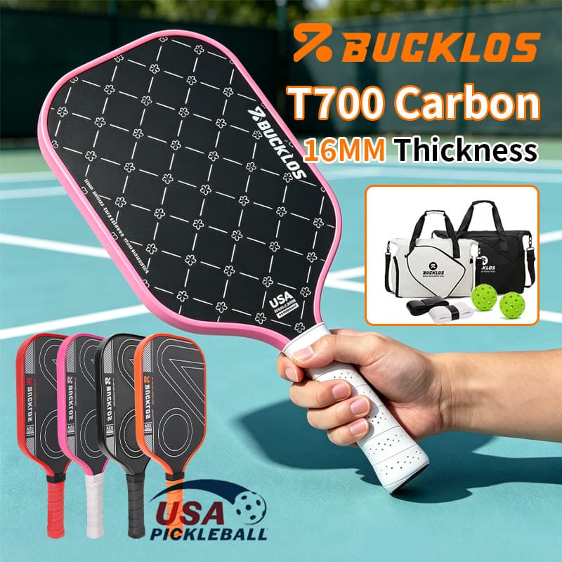 BUCKLOS Pickleball Paddle T700 Fibra De Carbono Leve Conjunto 16MM Pás De Com Saco De Armazenamento E Bola
