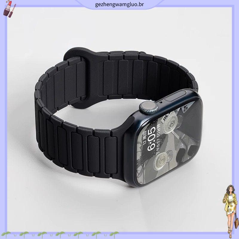 Coleção de 1.100 pessoas adequada para Apple Watch Strap iwatch s11 Zhang Jingyi Mesmo estilo Três Silicone Magnético No