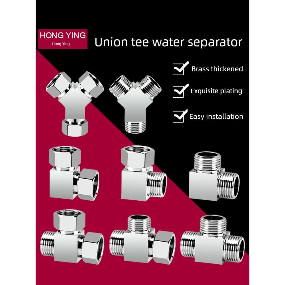 Divisor de água de três vias de latão Conector ao vivo Torneira de 4 pontos Desviador de três vias One-In Two-Out Joint