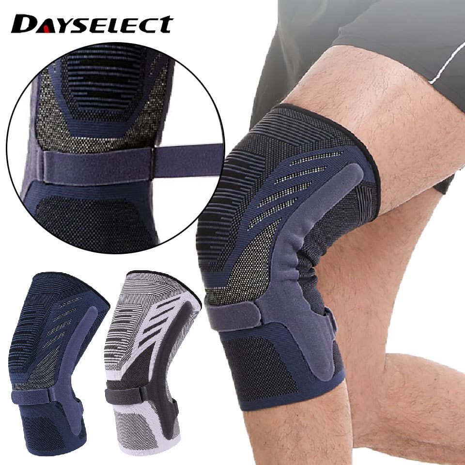 DAYSELECT 1 Par De Mola De Compressão Ajustável Estabilidade Antiderrapante Esporte Ciclismo Corrida Joelheira