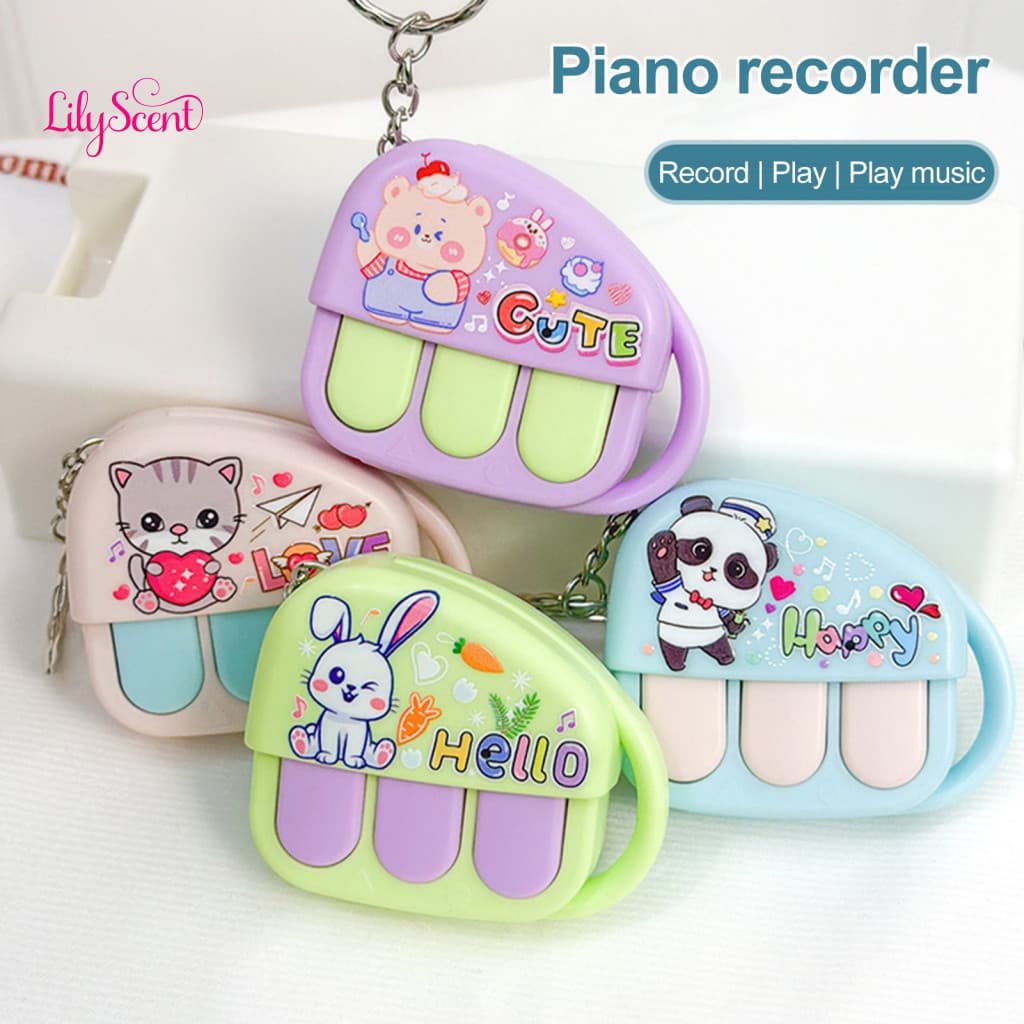 Mini Electronic Piano Toy Playable Cartoon Keychain with Voice Recorder – Music Box Pendant for Bags Backpacks Kids Te