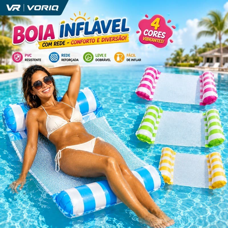 Bóia Rede Inflável Piscina Praia Flutuante Colchão Inflavel para Adulto e Infantil  Água Reclinável Listrada Confortável