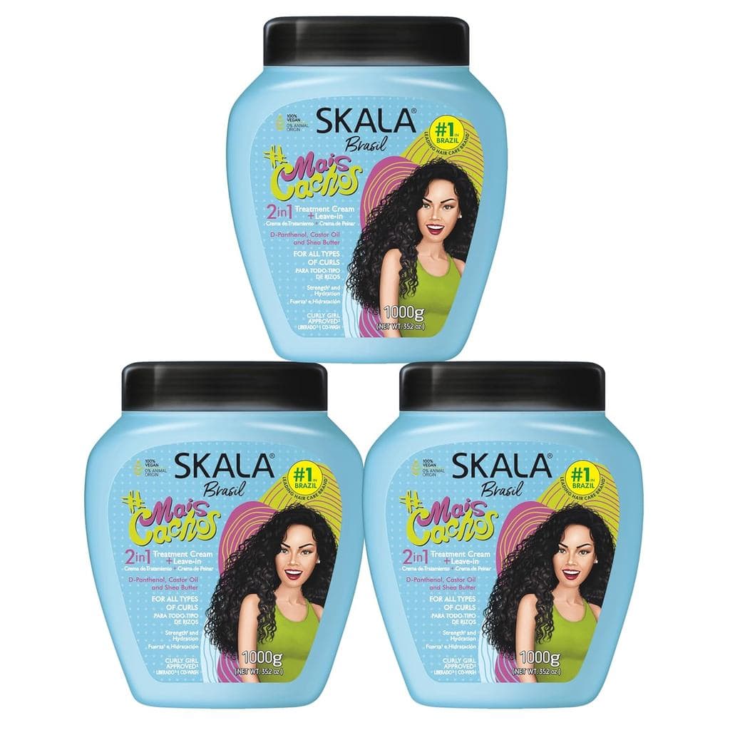 SKALA Mais Cachos Hidrata Cachos, Creme Condicionador 2 em 1 e Creme para Pentear Cabelos Cacheados, Elimina o Frizz DF7