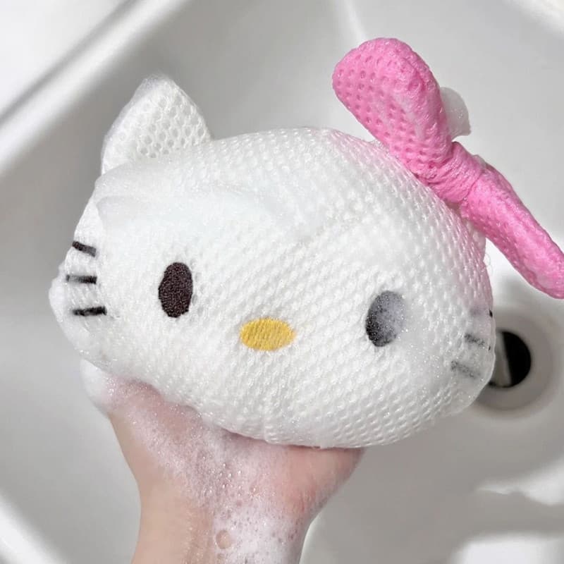 Duas Esponjas de Banho com Padrão Hello Kitty, Produtos de Cuidado Pessoal, Escova em Forma de F 3714