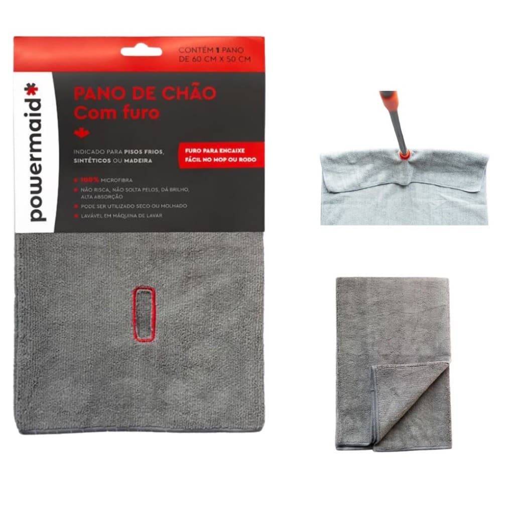 5 Panos de Chão em Microfibra com Furo 60x50 cm | Alta Absorção