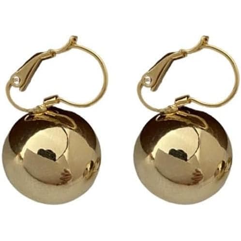 Brincos Pendentes de Bola Polida Banhados a Ouro 18K – Design Ousado e Elegante para Mulheres PTWD