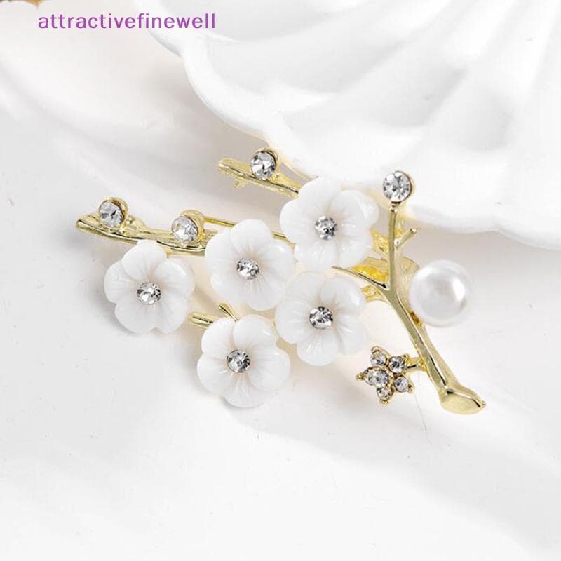 AWBR Concha Flor De Ameixa Broches Pinos Para Mulheres Broche De Vintage Festa De Casamento Presente