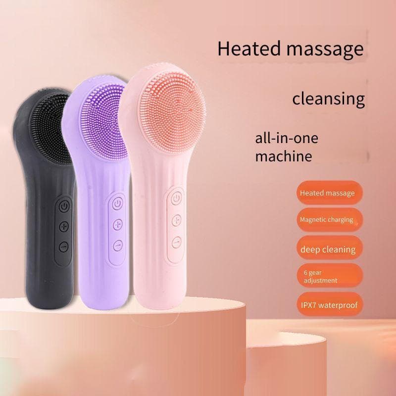 Escova Facial de Limpeza Avançada com Movimento, Aquecimento à Prova d'Água, Limpeza de Poros, Beleza Vibratória, Silico