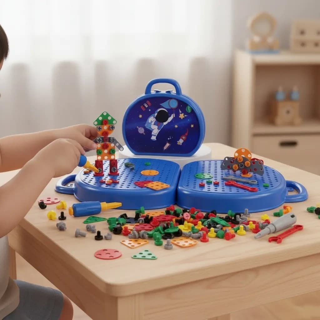 Maleta Educativa Montagem Infantil Pecas Brinquedo Didatico Criatividade Desenvolvimento Manual
