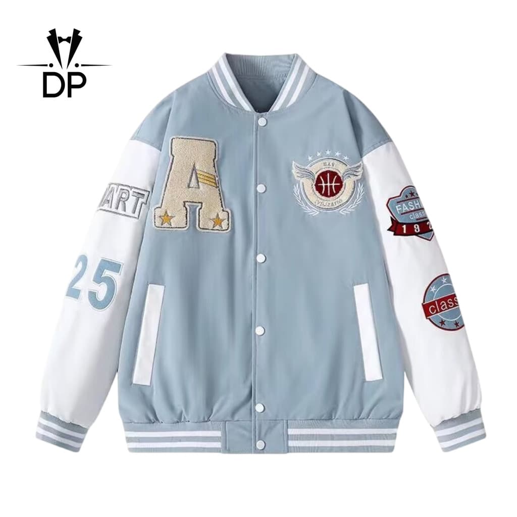 Jaqueta De Beisebol Masculina Solta E Versátil Estilo Ins , Casual , Legal , Para Primavera Outono , T167 , Azul Claro