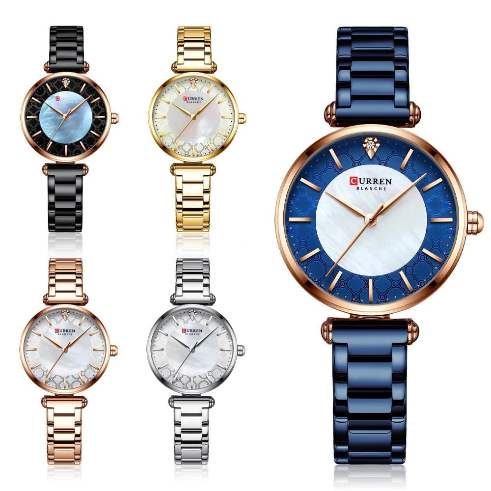 Relógio de Pulso Feminino de Luxo CURREN, Original, Elegante, à Prova d'Água, Movimento de Quartzo 9072X KJWO