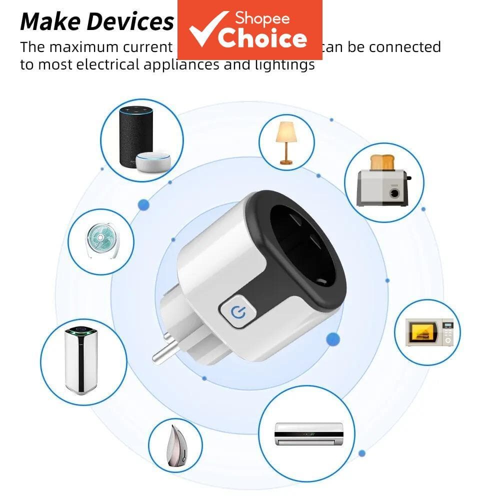 Axus Tomada Inteligente WiFi Plugue Da Ue 2026 20A Com Temporizador De Monitoramento De Energia Suporte De Doméstica Par