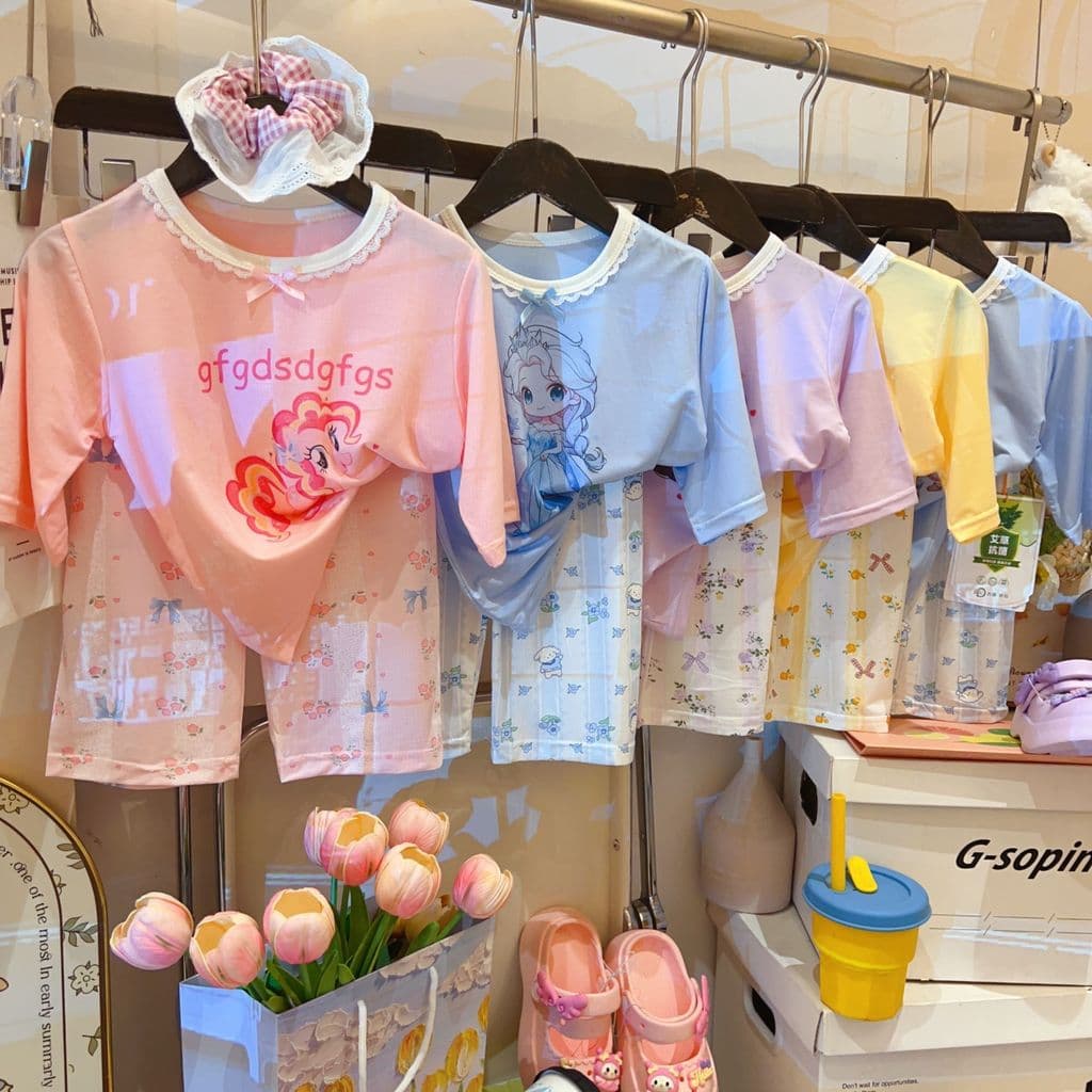 [Novos produtos] Pijama infantil de seda Lyocell verão fino manga três quartos terno ar condicionado roupas pijamas roup