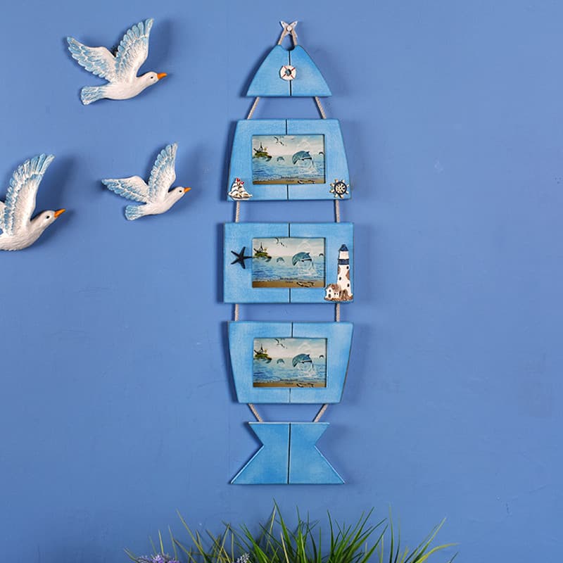 Mediterrâneo grande peixe cinco-Link moldura de foto 17cm corda de peixe decoração de parede pingente estilo oceano pres