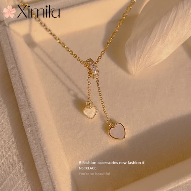 ❤ Requintado romântico amor colar feminino luz luxo verão All-Match borla pingente único estilo legal jóias