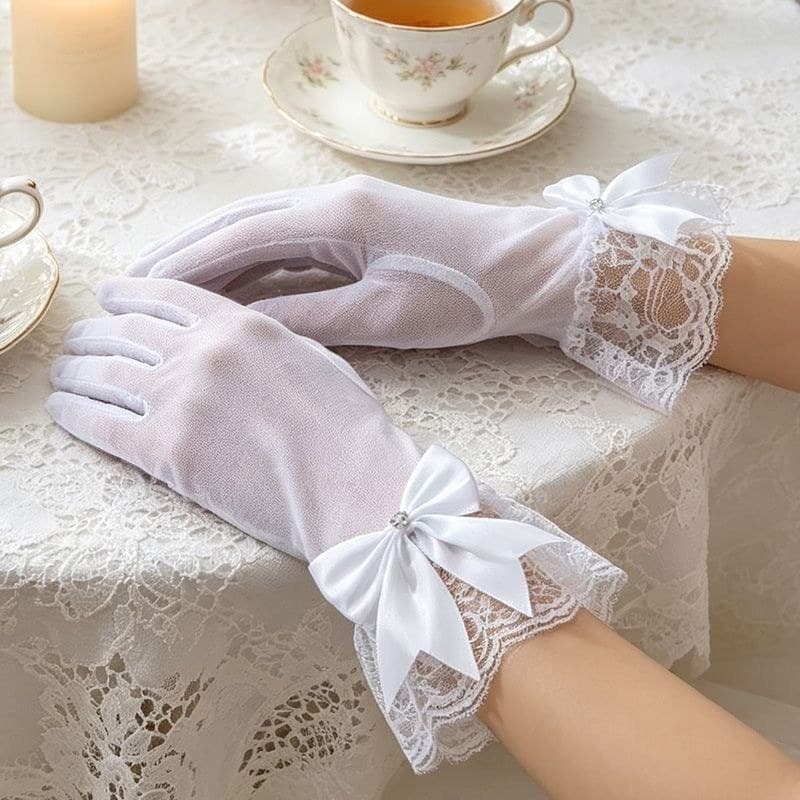Luvas de gaze de renda branca, acessórios para vestido de casamento, viagem, foto, foto, dança, decoração, luvas 8.2