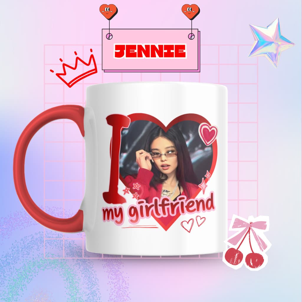 Caneca Xicara Porcelana 325ml Blackpink Kpop KIdol Jennie Personalizada Presente Decoração Casa