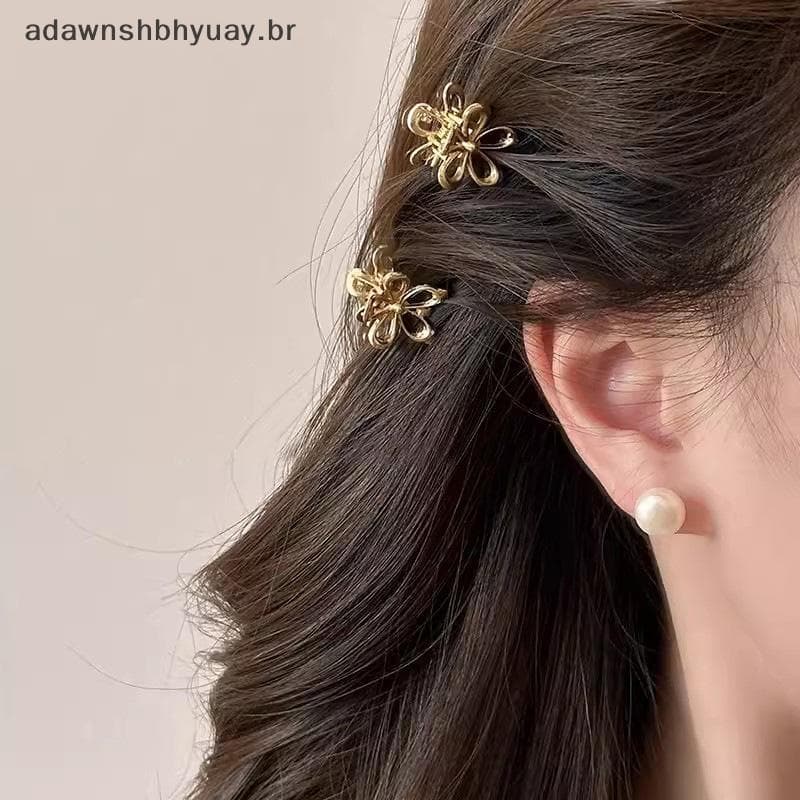 Adawnshbyuay 10 Peças Mini Clipe De Garra De Cabelo De Metal Ouro Prata Flor Borboleta Pequenos Clipes De Tubarão Ins Ch