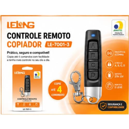 Controle Remoto Portão Universal Alarme 433mhz 4 Botões Mini Chaveiro Garagem Cancela Automação