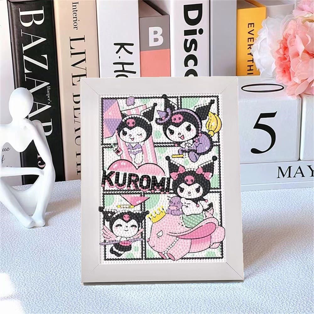 Adesivos de Diamante Urso Morango DIY Artesanais para Crianças, Desenho Animado Kuromi, Presente de Pintura SZ2O