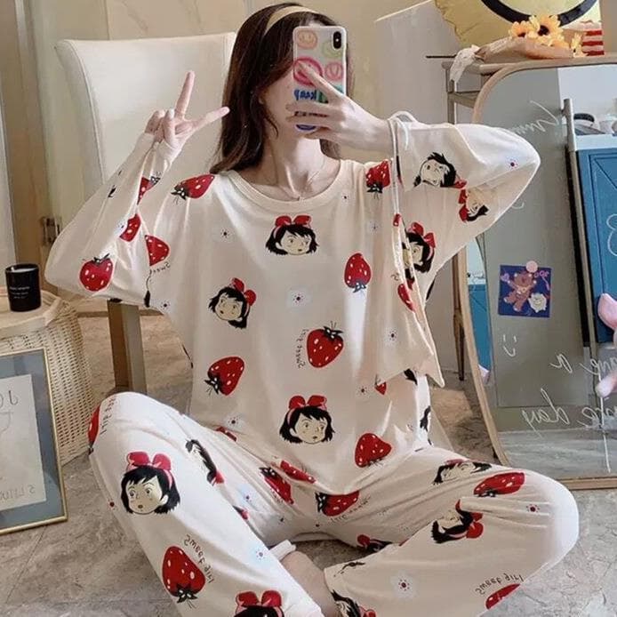 Pijamas de manga comprida femininos primavera outono plus Size pijamas femininos verão versão coreana pode usar fora das