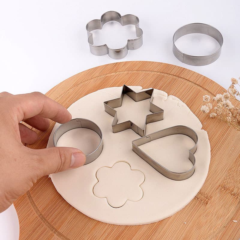 Amor flor Hexagonal estrela redonda molde de biscoito casa DIY biscoito aço inoxidável 12 peças ferramentas de cozimento