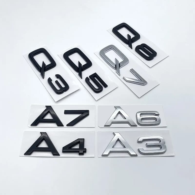 Emblema 3D de Letras e Números para Audi A3 A4 A5 A6 A7 A8 Q2 Q3 Q5 Q7, Emblema para Tampa do Porta-malas ILJ8