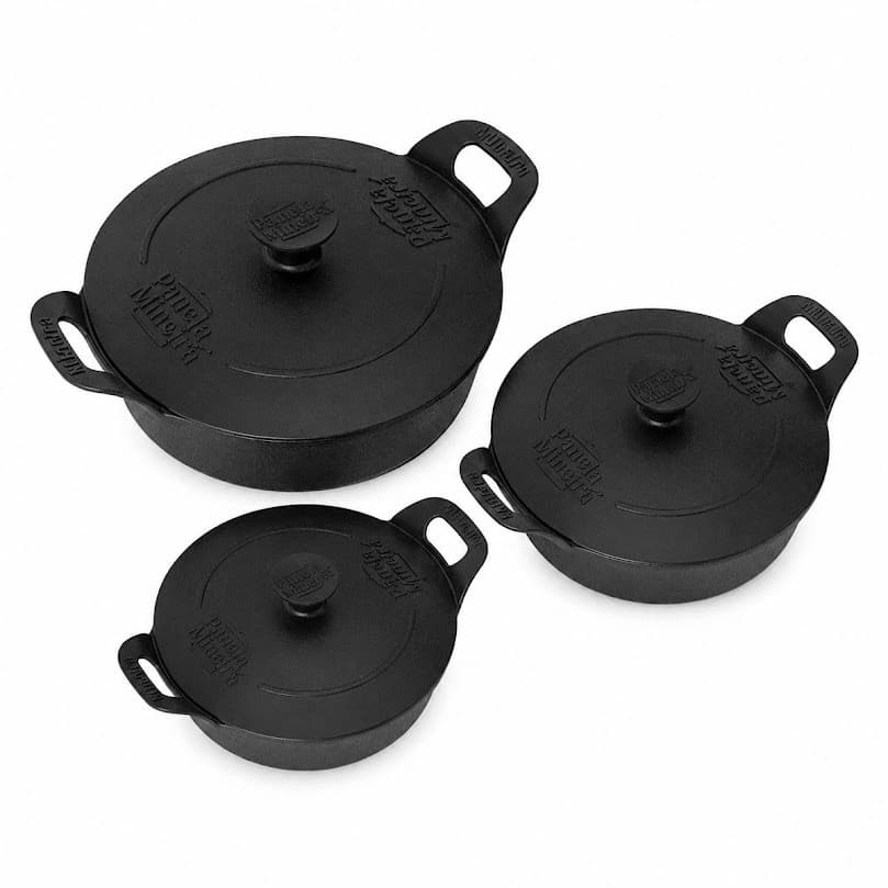Kit Travessa Estilo 3pcs Tampa Ferro Fundido Panela Mineira