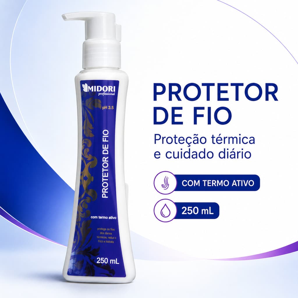 Protetor de Fio Midori Professional 250ml com Termo Ativo, Proteção Térmica e Controle do Frizz