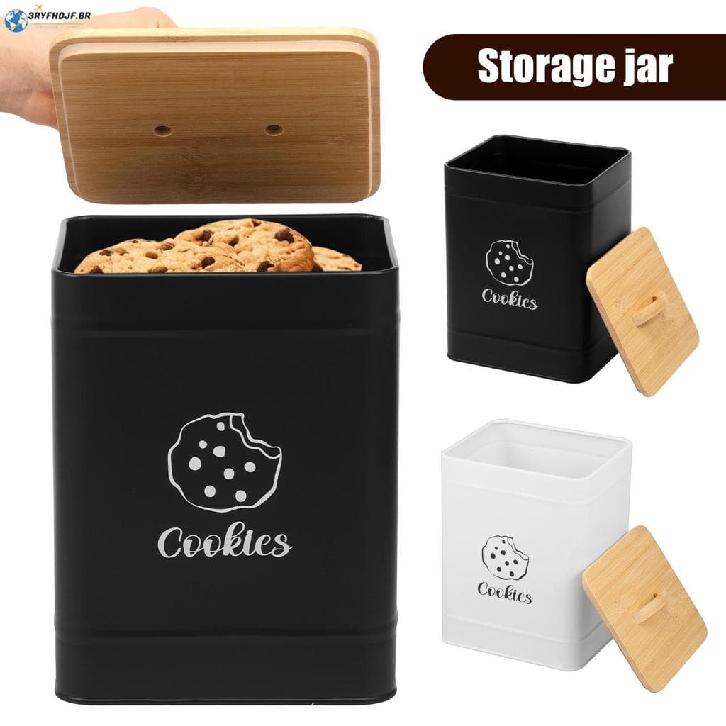 Frasco De Biscoitos Com Tampa E Alça Grande Recipiente Hermético De Lata Para Armazenamento Preservação De Alimentos SHO
