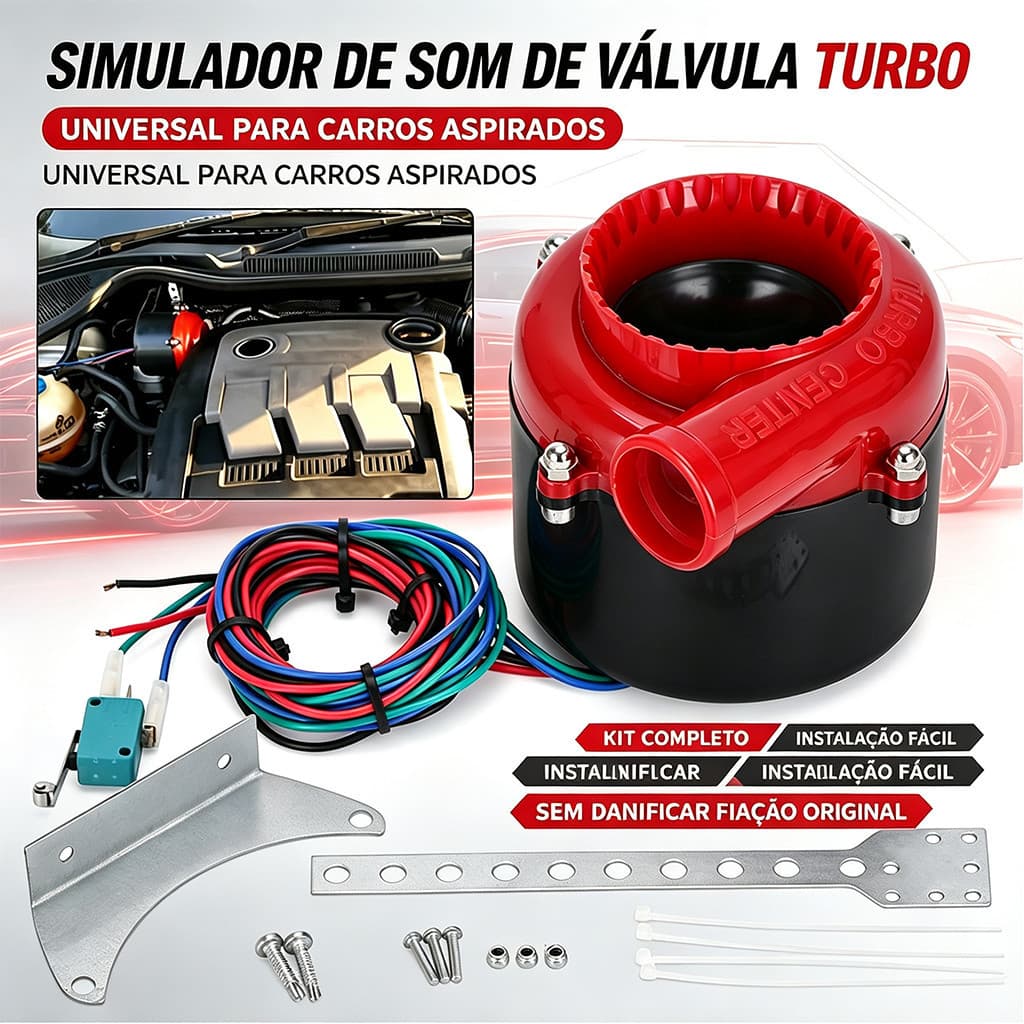 Válvula de Alívio Eletrônica Simulador de Som Turbo para Carros Aspirados Instalação Simples com Chicote de Fios
