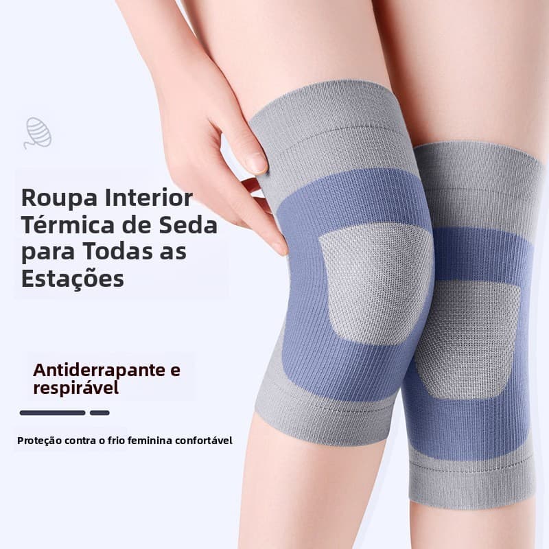 Joelheiras leves de malha com letras, proteção das articulações contra o frio, equipamento de proteção esportiva.