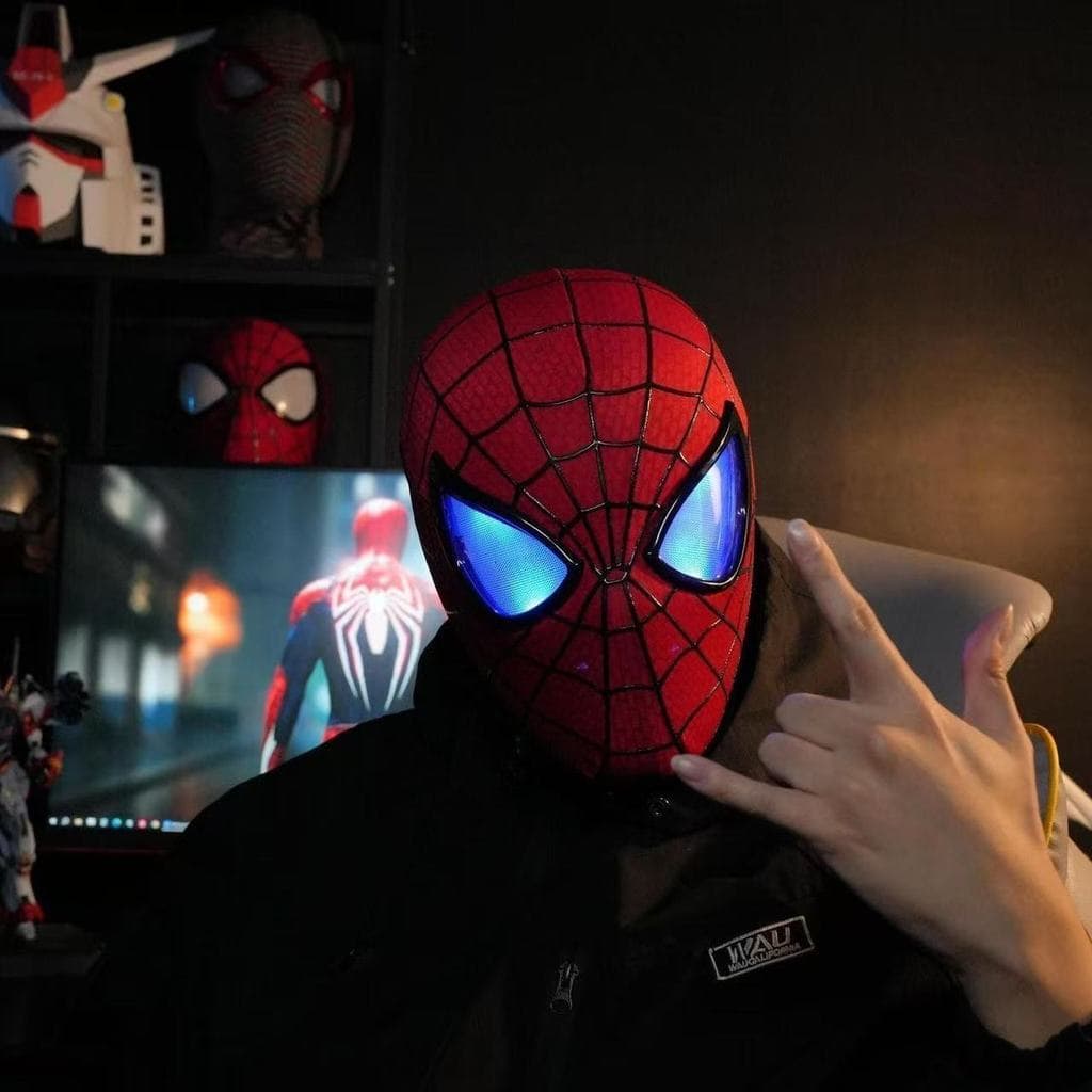 Máscara Criativa e Incrível do Homem-Aranha, Máscara do Homem-Aranha Brilhante e Piscante, Máscara Engraçada de Cosplay