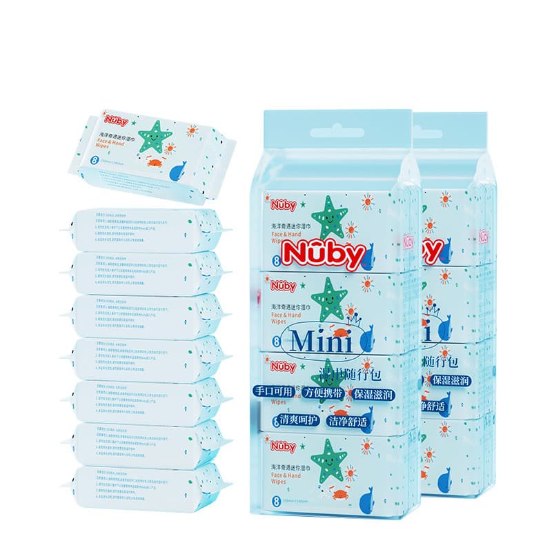 Snoopy Mini toalhetes bebê mão boca pode usar limpar bunda portátil pequenos toalhetes 8 peças * 16 pacotes