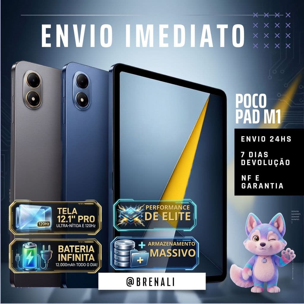 Tablet Xiaomi POCO Pad M1 256GB 8GB RAM Excelente para Streaming e Jogos
